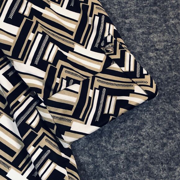 Cocomo Pintuck Top Womens PL V Neck Popover Knit 3/4 Roll Tab SLV Zig-Zag Print - Picture 4 of 11